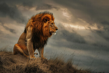 Wall Mural - a lion on a hill