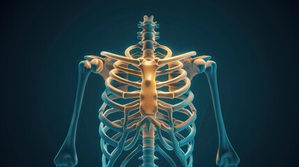 Wall Mural - Medical illustration of the rib cage.