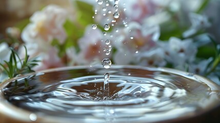 Canvas Print - Close up of Essential Oil Drops Falling into Aromatherapy Diffuser Calming Ambiance