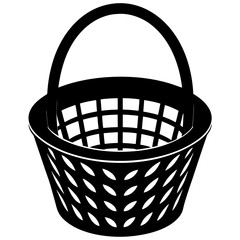 Basket vector silhouette and white background