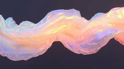 Wall Mural -   A close-up of a piece of cloth on a dark background with a blurred image of a wave of light