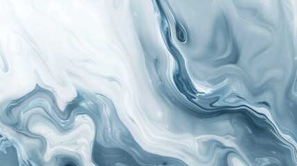 Wall Mural - Fluid marble effect background in shades of silver and blue, with a smooth gradient and artistic wash.