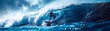 © Thares2020 - Solitary Surfer Riding Epic Wave Amid Tumultuous Ocean Backdrop