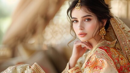 Indian Bride in Traditional Golden Jewelry