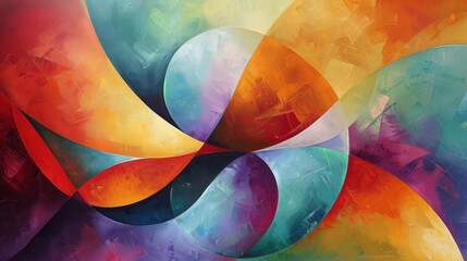 Wall Mural - colorful abstract painting with swirling shapes and vibrant hues in a contemporary style