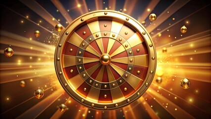 A magnificent golden wheel of fortune, adorned with glittering jewels and symbols of good luck, spinning rapidly  Generative AI