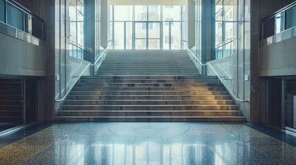 Wall Mural - Main entrance of a prestigious university building with a wide staircase.