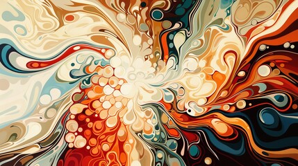 Wall Mural - colorful abstract swirl of fluid paint mixed with vibrant hues resembling a cosmic explosion