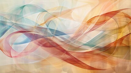 Wall Mural - abstract swirls of colorful ribbons flowing gracefully against a soft pastel background