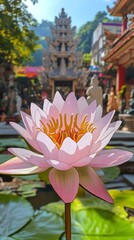 Sticker - Lotus Flower Temple Garden Buddhism, Hinduism Religion Spiritual Symbol - Generative AI