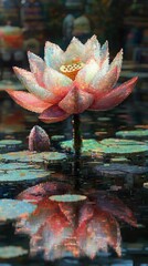 Poster - Lotus Flower Urban Oasis Buddhism, Hinduism Religion Spiritual Symbol - Generative AI