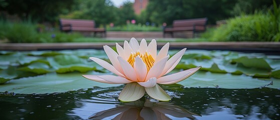 Wall Mural - Lotus Flower Urban Oasis Buddhism, Hinduism Religion Spiritual Symbol - Generative AI