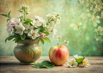 Wall Mural - a soft, serene background featuring a stunning vintage floral arrangement with lush green textures a