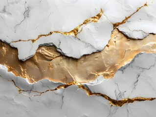 Poster - Elegant White Marble with Gold Veins Backdrop for Premium Product Presentation