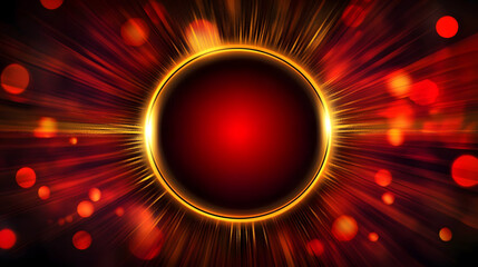 Sticker - Golden and red circles with glowing rays abstract background