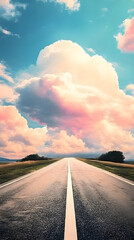 Wall Mural - Road sky landscape outdoors.