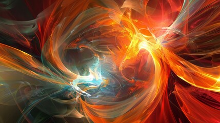 Wall Mural - vibrant abstract swirl of orange, red, and blue colors blending together in a fluid motion