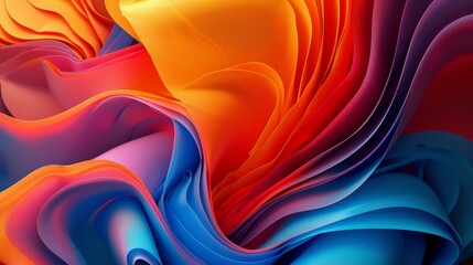 Wall Mural - colorful abstract waves create a vibrant tapestry in a digital artwork, showcasing fluid shapes and 