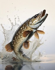 Wall Mural -  Pike fish in the water