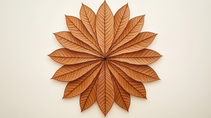 Poster - Brown Leaves Pattern on White Background.