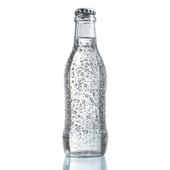 araffe soda bottle with water droplets on a white background