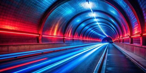 Neon Tunnel with Light Trails, tunnel , speed , light , night , traffic