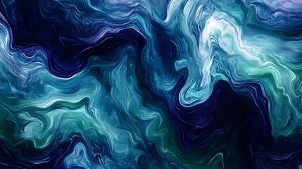 Wall Mural - fluid motion waves in a cosmic palette of indigo and cosmic green