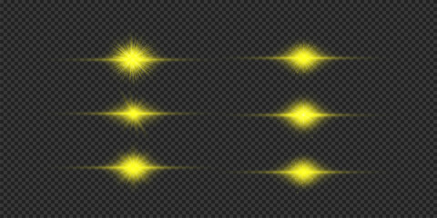 Poster - Set of yellow horizontal light effects of lens flares