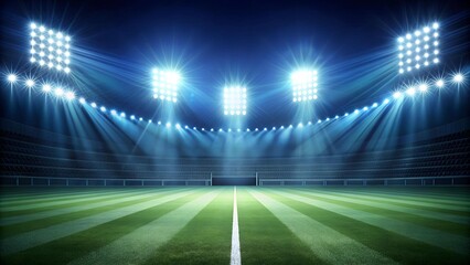 Wall Mural - a stark, black and white depiction of an empty stadium bathed in the harsh glare of floodlights. ai 
