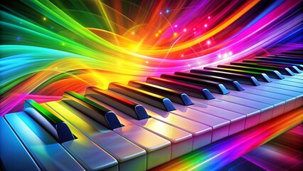 Wall Mural - symphony of hues: a vibrant abstract piano keyboard generative ai