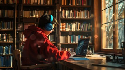 Poster - The student in library