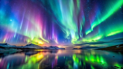 Wall Mural - Fluid Art Depicting the Enchanting Dance of the Northern Lights  AI Generated