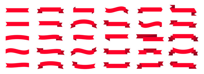 red ribbon big vector set. ribbons banner collection. isolated on a white background. a decorative e