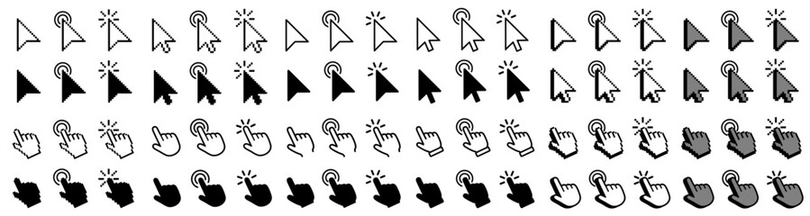 Aufkleber - Cursor icons set in hand, arrow forms, mouse click cursor set, arrow and hand pointer