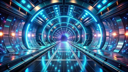 Wall Mural - modern simulation tunnel: a portal to advanced technological training ai generated