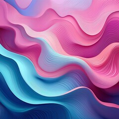 Wall Mural - Generative AI illustration of colorful abstract background with pink and blue multicolored wavy surfaces