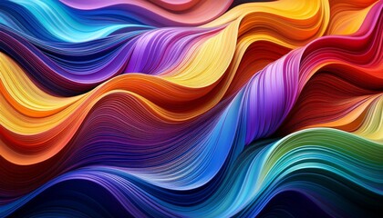 Wall Mural - Generative AI illustration of full frame shot of abstract background with colorful wavy lines