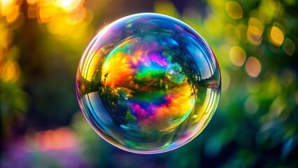 Wall Mural - Ethereal Rainbow Shimmer: A Symphony of Colors in a Soap Bubble  Generative AI