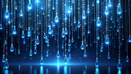 Wall Mural - binary code rain: a digital downpour of blue generative ai