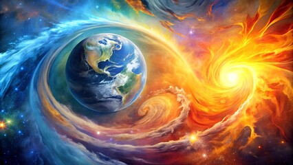 Wall Mural - A Vibrant Representation of Earth and Sun  AI Generated