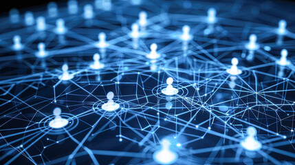 Poster - Global Social Media Networking 3D Earth Globe with Interconnected Organizational Chart for Online Connections and Data Flow