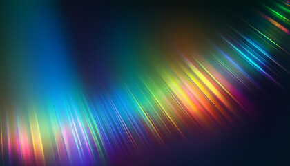 Wall Mural - vibrant neon light spectrum reflection on a dark horizon with gradient beams in blue, green, yellow,
