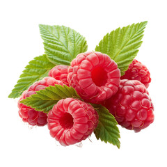 Wall Mural - Raspberry berries isolated on white or transparent background, png clipart, design element. Easy to place on any other background.