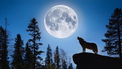 wolf howling at the moon