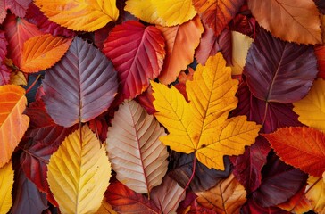 Canvas Print - Autumn Leaves on Branch in a Garden During Late Afternoon