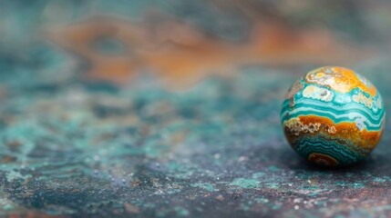 Wall Mural - Colorful Marble Sphere on a Textured Surface in Soft Light