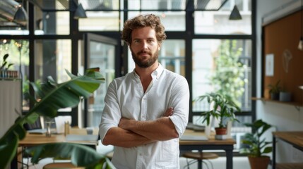 The confident businessman indoors