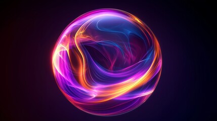 Wall Mural - Ethereal Colorful Sphere with Dynamic Light Swirls and Patterns