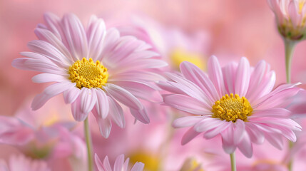 Wall Mural - there are many pink flowers that are in a field