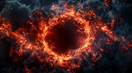 Wall Mural - a close up of a fire ring with smoke and flames